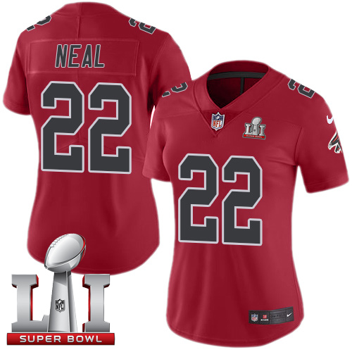 Nike Falcons #22 Keanu Neal Red Super Bowl LI 51 Women's Stitched NFL Limited Rush Jersey - Click Image to Close